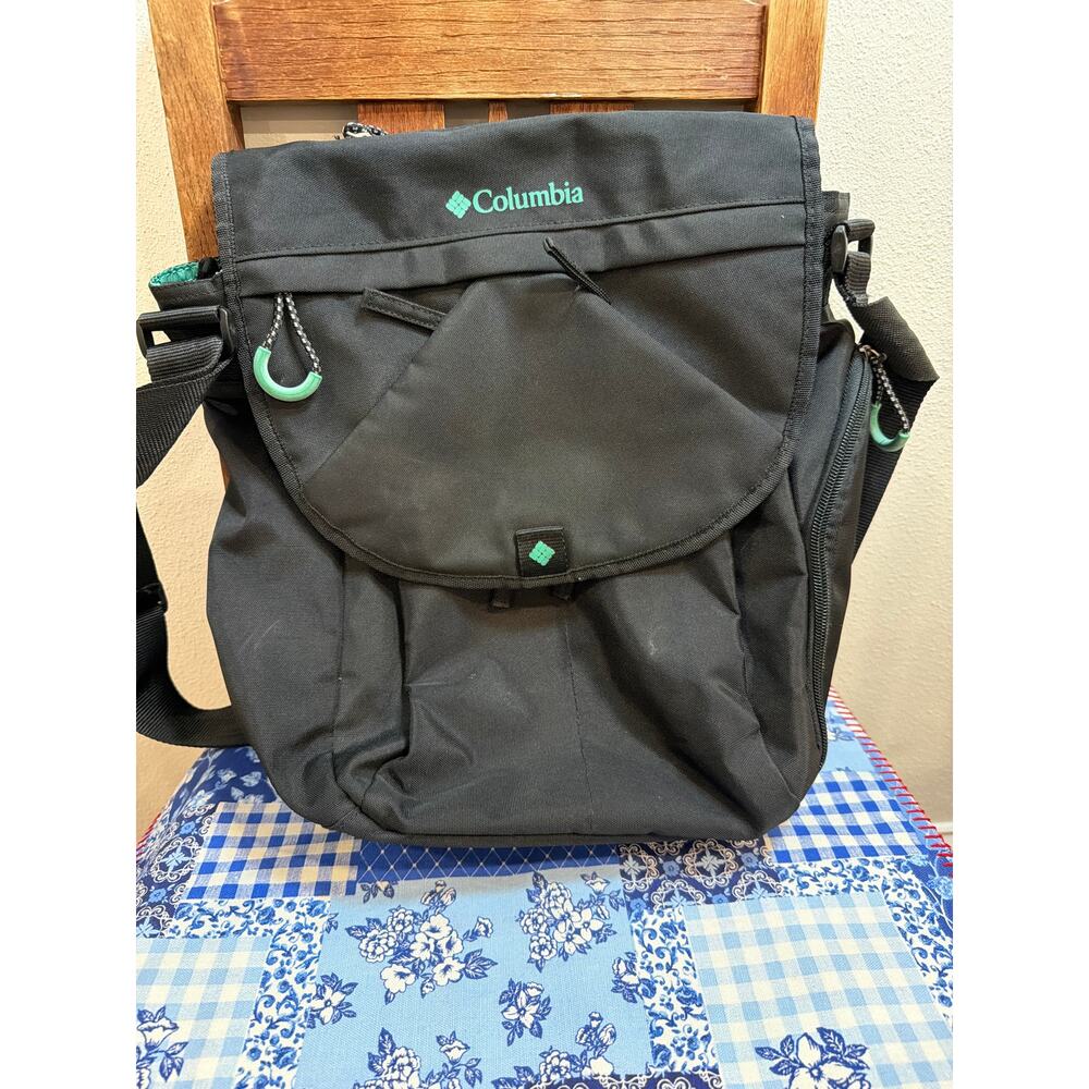 Columbia Gray/Green Expandable Messenger Diaper Baby Bag